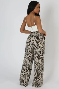 Zebra Print Tailored Trousers Stone -LoafLuxe Shop StudioSession 1031 2