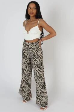 Zebra Print Tailored Trousers Stone -LoafLuxe Shop StudioSession 1035 2