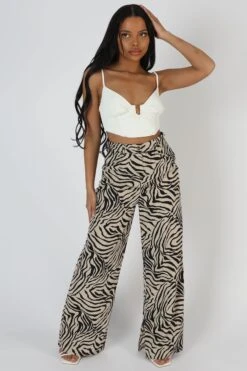 Zebra Print Tailored Trousers Stone -LoafLuxe Shop StudioSession 1050 2