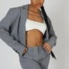 Oversized Boxy Cropped Blazer Grey -LoafLuxe Shop StudioSession 1111