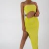 Split Side Bandeau Slinky Maxi Dress Lime -LoafLuxe Shop StudioSession 1265 2