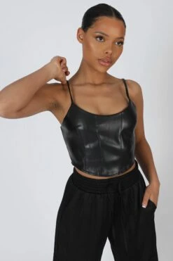 Seam Pu Corset Top Black -LoafLuxe Shop StudioSession 312 3