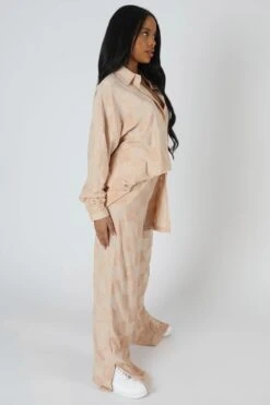 Oversized Checkerboard Towelling Shirt Sand -LoafLuxe Shop StudioSession 411 2