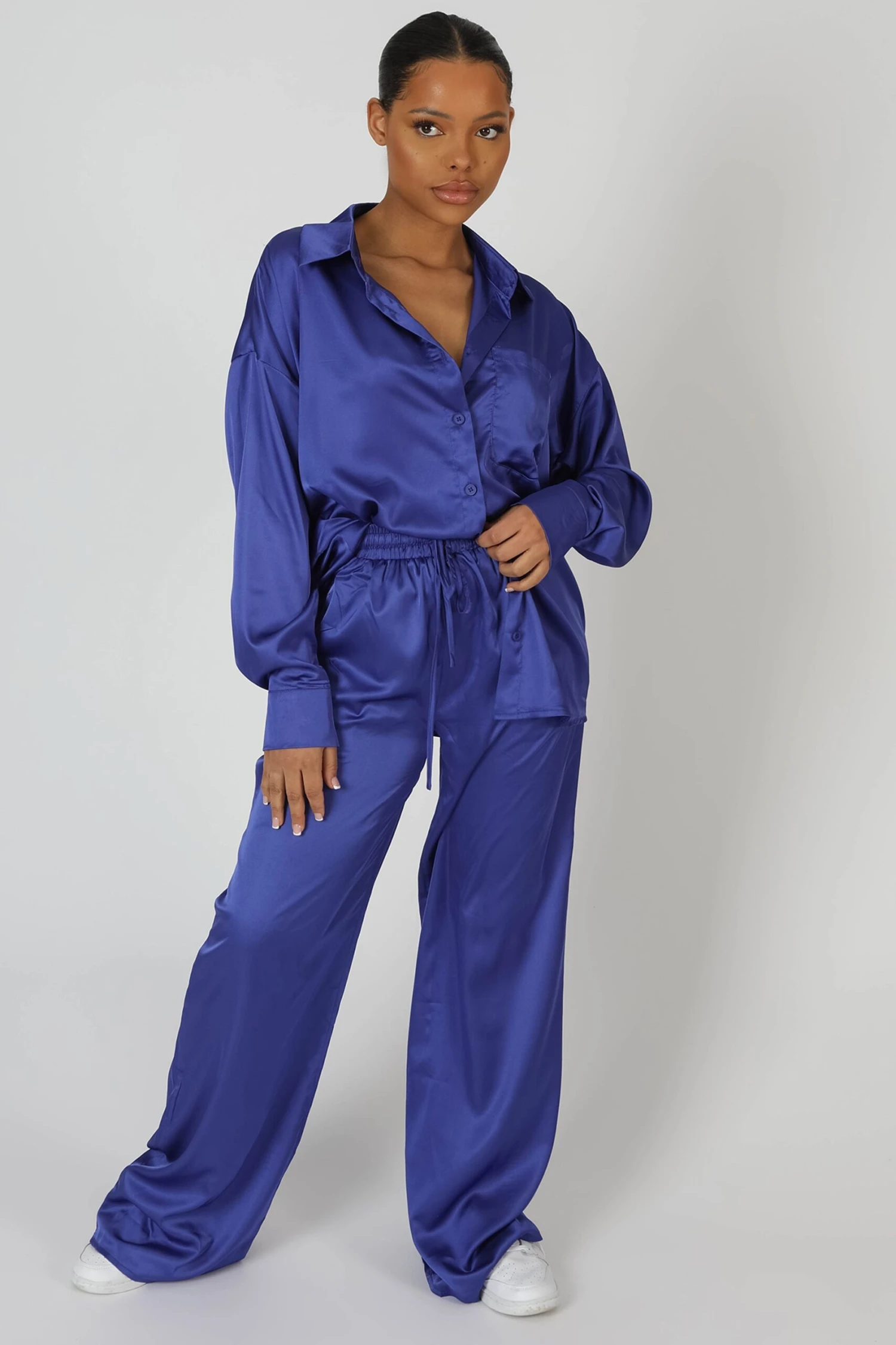 Satin Wide Leg Trousers Purple 3 Satin Wide Leg Trousers Purple