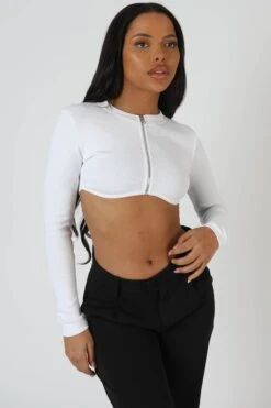 Zip Through Underbust Ribbed Top White -LoafLuxe Shop StudioSession 587 2