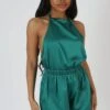 Halterneck Satin Playsuit Emerald -LoafLuxe Shop StudioSession 782 2copy