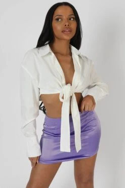 Wrap Waist Poplin Shirt White -LoafLuxe Shop StudioSession 882 2