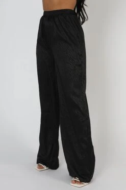 Satin Zebra Print Wide Leg Trousers Black -LoafLuxe Shop StudioSession 981 2