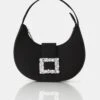 The Pearl Black Satin Pearled Buckle Mini Bag -LoafLuxe Shop THEPEARLSATINBLACK