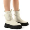 Thought Bone Pu Wide Fit Pocket Chunky Sole Ankle Boot -LoafLuxe Shop THOUGHT CREAM PU 1