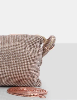 The Ingrid Blush Nude Diamante Zip Up Knot Detail Mini Shoulder Bag -LoafLuxe Shop bags13.05300031