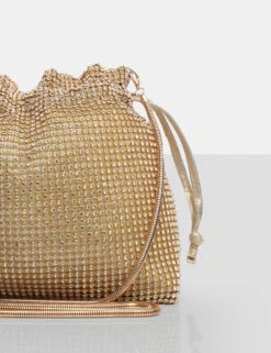 The Claudette Gold Diamante Draw String Crossbody Bag -LoafLuxe Shop bags13.0530013copy1