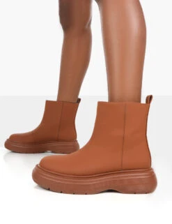 Caia Tan Platform Chunky Sole Ankle Boot -LoafLuxe Shop caiabrowstance