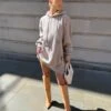 Oversized Sweat Hoodie Dress Ash -LoafLuxe Shop campaign