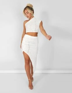 One Shoulder Textured Top White -LoafLuxe Shop casey03.083057