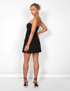 Kaiia Tailored Bandeau Mini Dress In Black -LoafLuxe Shop casey03.083752