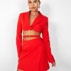 Public Desire Kaiia Wrap Waist Mini Blazer Dress In Red -LoafLuxe Shop casey03.083857