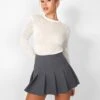 Public Desire Kaiia Pleated Mini Skirt In Charcoal Grey -LoafLuxe Shop casey03.084041