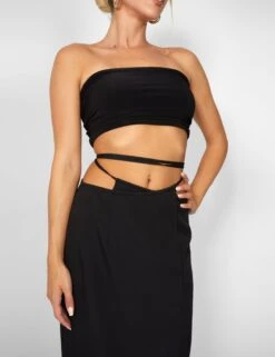 Public Desire Kaiia Wrap Tie Side Maxi Skirt In Black -LoafLuxe Shop casey03.084206