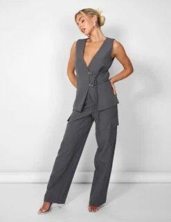 Public Desire Kaiia Wide Leg Cargo Trousers In Charcoal Grey 14 Public Desire Kaiia Wide Leg Cargo Trousers In Charcoal Grey -LoafLuxe Shop casey03.084417