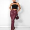 Kaiia Leather Look Maxi Skirt In Burgundy -LoafLuxe Shop casey03.084531