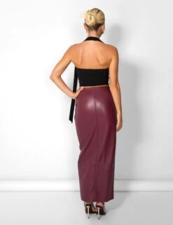 Kaiia Leather Look Maxi Skirt In Burgundy -LoafLuxe Shop casey03.084561