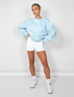 KAIIA SLOGAN OVERSIZED SWEATSHIRT LIGHT BLUE -LoafLuxe Shop casey03.084816