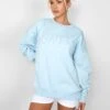 KAIIA SLOGAN OVERSIZED SWEATSHIRT LIGHT BLUE -LoafLuxe Shop casey03.084831