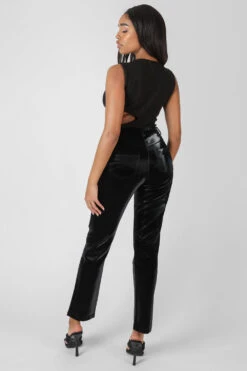 High Shine Vinyl Straight Leg Trousers Black -LoafLuxe Shop ecomkaiia12.10 612