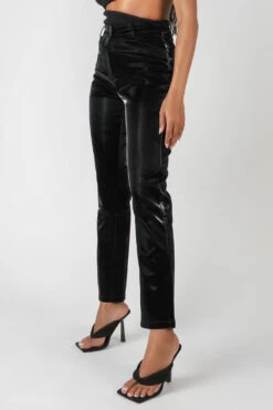High Shine Vinyl Straight Leg Trousers Black -LoafLuxe Shop ecomkaiia12.10 633