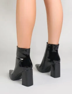 Empire Pointed Toe Ankle Boots In Black Patent -LoafLuxe Shop empire blk pat0004 1