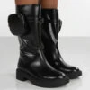 Evoke Black Pocket Detail Chunky Sole Calf Height Boot 1 Evoke Black Pocket Detail Chunky Sole Calf Height Boot -LoafLuxe Shop evoke0023