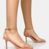 Yara Nude Pu Barely There Mid Stiletto Heels -LoafLuxe Shop flipped