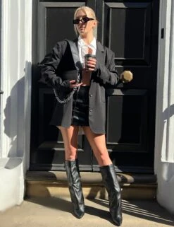 Carabiner Waist Battered Pu Mini Skirt Black -LoafLuxe Shop image00035copy2