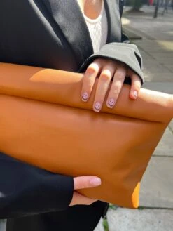 The Aria Caramel Folded Detail Clutch Bag -LoafLuxe Shop image00047copy