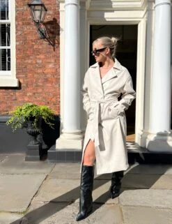 Longline PU Belted Ecru Trench -LoafLuxe Shop image00440copy2