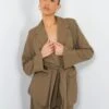 Tie Waist Blazer Khaki -LoafLuxe Shop kaiia02.050089copy
