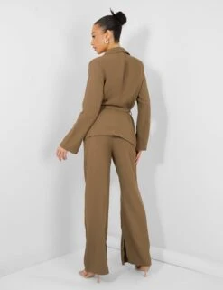 Split Hem Wide Leg Tailored Trousers Khaki -LoafLuxe Shop kaiia02.050123copy da049adb ca34 4452 9316 5c4e91ebe00b