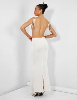 Slinky Ruched Bum Maxi Skirt Ecru -LoafLuxe Shop kaiia02.050191