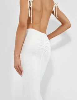 Slinky Ruched Bum Maxi Skirt Ecru -LoafLuxe Shop kaiia02.050203copy