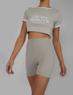 RIBBED CYCLING SHORTS STONE -LoafLuxe Shop kaiia02.052482