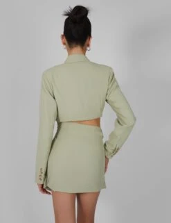 Twist Front Blazer Dress Sage -LoafLuxe Shop kaiia02.052996