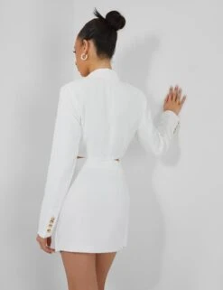 Twist Front Blazer Dress Ivory -LoafLuxe Shop kaiia02.053097