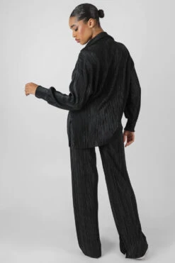 Oversized Plisse Shirt Black -LoafLuxe Shop kaiia11.10 977