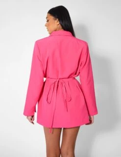 Wrap Belt Blazer Dress Pink -LoafLuxe Shop kaiia20776
