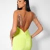 Diamante Extreme Strap Slinky Mini Dress Lime -LoafLuxe Shop kaiia20898copy