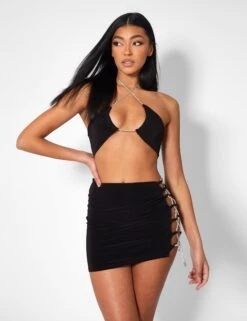 Diamante Rope Slinky Mini Skirt Black -LoafLuxe Shop kaiia20935copy 026d36a7 fc76 4935 bea3 f27b8a272908