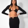 Bikini Top And Shrug Slinky Top Black -LoafLuxe Shop kaiia21020copy2