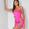 Diamante Rope Square Neck Mini Dress Pink -LoafLuxe Shop kaiia21162