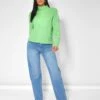 High Neck Constrast Stitch Ribbed Knitted Oversized Jumper Green -LoafLuxe Shop kaiia21258